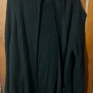 Sonoma Black Open-Front Ribbed Cardigan